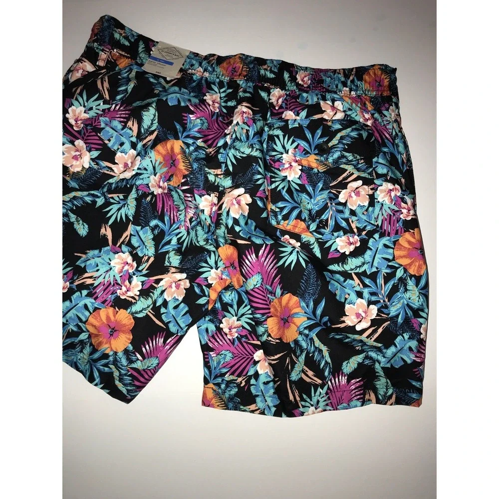 Mens Size XXL Swim Trunks, Mesh Lining Bright Tropical Print 8